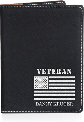 Lifetime Creations Engraved Personalized Veteran Passport Cover with USA Flag (Dark Brown) - Custom Veteran's Day Gifts, Thank You Service Gift for Veterans Day Event for Employees4 in Saudi Arabia