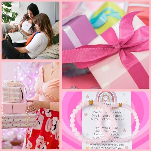 Back to School Bracelets Heart Matching Mommy and Me Elastic Wish Strings Bead Bracelets First Day of School Supplies Gifts in Kuwait