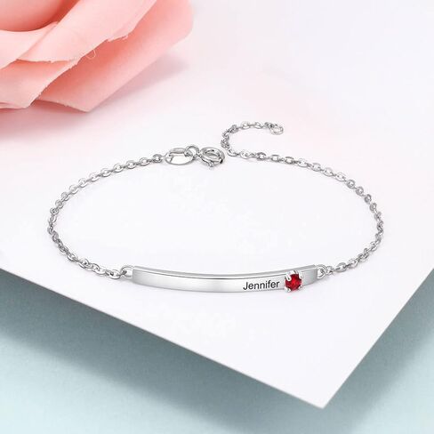 WSX Real Gold 10K/14K/18K Heart Infinity Birthstone Bracelet for Women Name Engraved Jewelry Idea Gift for Mother Nana Wife in Kuwait