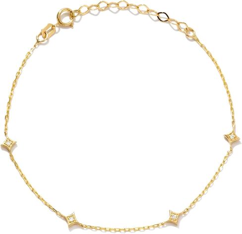 Gelin Real Diamond Star Station Bracelet in 10k Solid Gold, 6+1 inch in Saudi Arabia