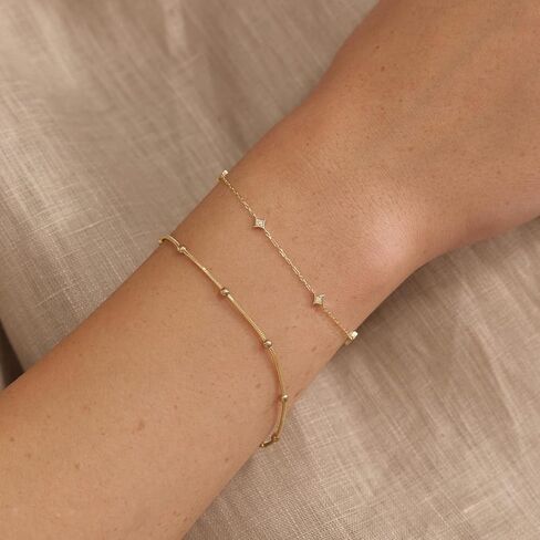 Gelin Real Diamond Star Station Bracelet in 10k Solid Gold, 6+1 inch in Saudi Arabia