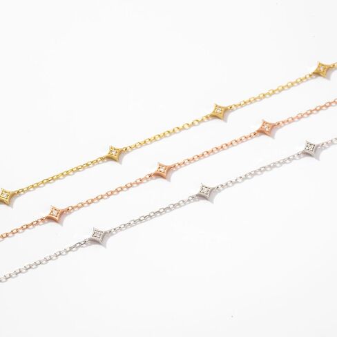 Gelin Real Diamond Star Station Bracelet in 10k Solid Gold, 6+1 inch in Saudi Arabia