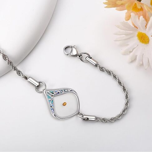 URONE Mustard Seed Bracelet Sterling Silver Mustard Seed Faith Flower/Filigree Pendant Bracelet Christian Jewelry Gifts for Women in Saudi Arabia