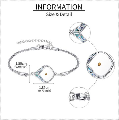 URONE Mustard Seed Bracelet Sterling Silver Mustard Seed Faith Flower/Filigree Pendant Bracelet Christian Jewelry Gifts for Women in Saudi Arabia