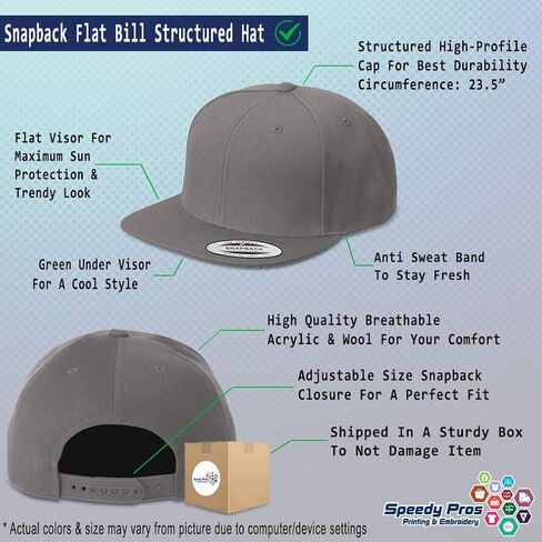 Snapback Hats for Men & Women Custom Personalized Text Flat Bill Baseball Cap in Saudi Arabia
