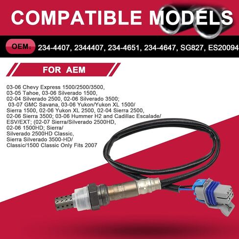 مستشعر O2 Oxygen Downstream لـ 02-06 Chevy Express Silverado Tahoe GMC Savana Sierra Yukon & 03-06 Hummer H2 Escalade ، 234-4407 ، 234-4651 in Saudi Arabia