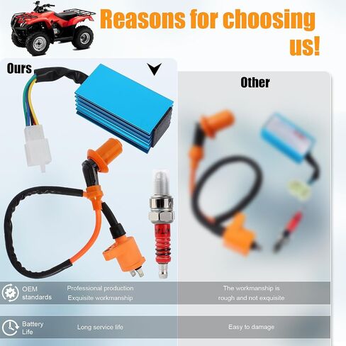 Performance Racing Ignition Coil + Spark Plug A7TC + 5 Pins CDI Compatible with GY6 4-Stroke 50cc-110cc 125cc 150cc Scooter ATV Go Kart Moped Quad Pit Dirt Bike 139QMB 152QMI 157QMJ XR50 CRF50 in Saudi Arabia