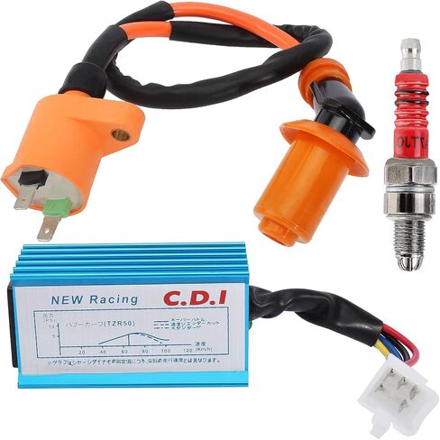 Performance Racing Ignition Coil + Spark Plug A7TC + 5 Pins CDI Compatible with GY6 4-Stroke 50cc-110cc 125cc 150cc Scooter ATV Go Kart Moped Quad Pit Dirt Bike 139QMB 152QMI 157QMJ XR50 CRF50 in Saudi Arabia