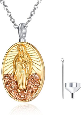 AENEAS Virgin Mary Necklace for Women Sterling Silver Gold Plated Virgen de Guadalupe Pendant Rose Jewelry Baptism Faith Religious Mother's Day Gifts in Saudi Arabia
