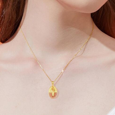 AENEAS Virgin Mary Necklace for Women Sterling Silver Gold Plated Virgen de Guadalupe Pendant Rose Jewelry Baptism Faith Religious Mother's Day Gifts in Kuwait