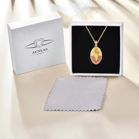 AENEAS Virgin Mary Necklace for Women Sterling Silver Gold Plated Virgen de Guadalupe Pendant Rose Jewelry Baptism Faith Religious Mother's Day Gifts in Kuwait