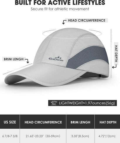 GXCROR Running Hat for Men Women Quick-Dry Baseball Cap UPF50+ with Breathable Mesh, Adjustable Hook & Loop for Outdoor in Kuwait