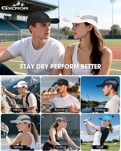 GXCROR Running Hat for Men Women Quick-Dry Baseball Cap UPF50+ with Breathable Mesh, Adjustable Hook & Loop for Outdoor in Kuwait
