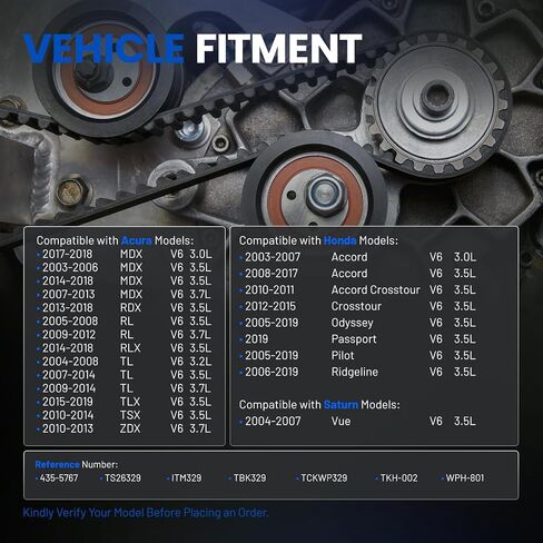 TCKWP329 Engine Timing Belt Kit with Water Pump Compatible with Acura MDX RDX RL RLX TL TLX TSX ZDX, Compatible with Honda Accord Crosstour Odyssey Passport Pilot Ridgeline, fit for Saturn Vue in Saudi Arabia