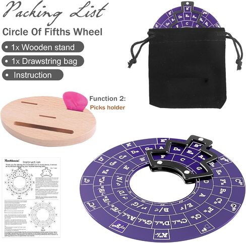 Metal Melody Tool, FOVERN1 Black Circle of Fifths Wheel with Stand Holder, Musical Melody Chord Tool for Musicians, Songwriters, Beginners in Saudi Arabia