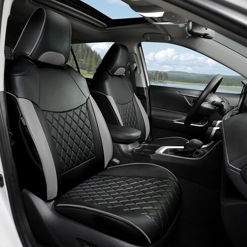 Rav4 Seat Covers for Toyota RAV4 Hybrid 2019-2025(Not for Hybrid/PHEV XSE,SE) Car Truck Seat Cover Full Set for SUV,Waterproof Automotive Seat Protector,Neoprene (Black Grey Grid) in Saudi Arabia