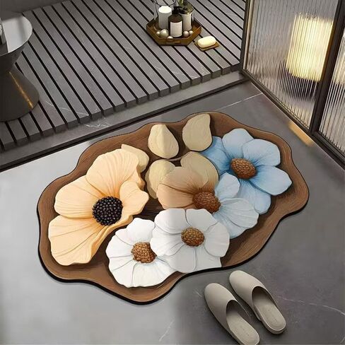 Realistic Pattern Non-Slip Absorbent Mats - 3D Rugs Optical Illusion, Water Mat Outside Shower, Eco-Friendly Easy to Clean(A2,23.6 * 35.4in) in Saudi Arabia