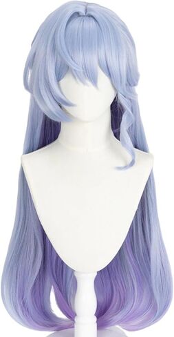 Straight Long Wig with Purple and Blue Gradient: Anime Cosplay Wig with Bangs for Women's Parties and Halloween in Saudi Arabia