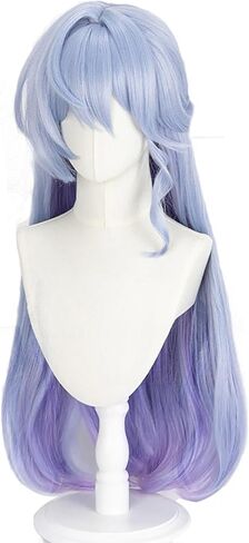 Straight Long Wig with Purple and Blue Gradient: Anime Cosplay Wig with Bangs for Women's Parties and Halloween in Saudi Arabia