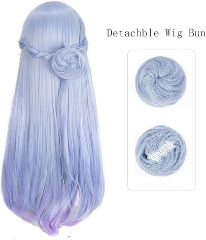Straight Long Wig with Purple and Blue Gradient: Anime Cosplay Wig with Bangs for Women's Parties and Halloween in Saudi Arabia