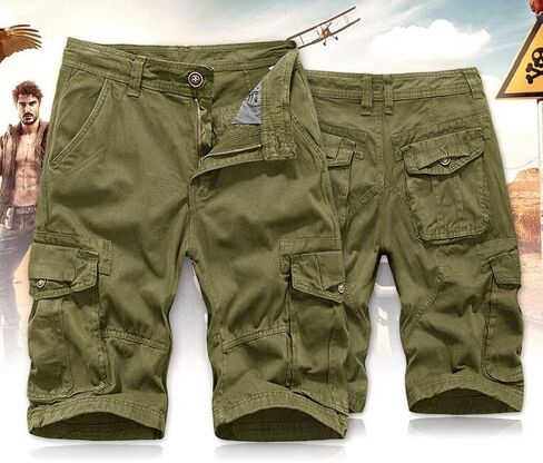 Men's Active Normal Waist Loose Multi-Pocket Versatile Work Twill Cargo Shorts in Saudi Arabia