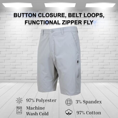 Men’s 6-Pocket All Motion Stretch Utility Shorts – Modern Fit, Zipper Cargo Pockets, Button Closure (30-42) in Kuwait