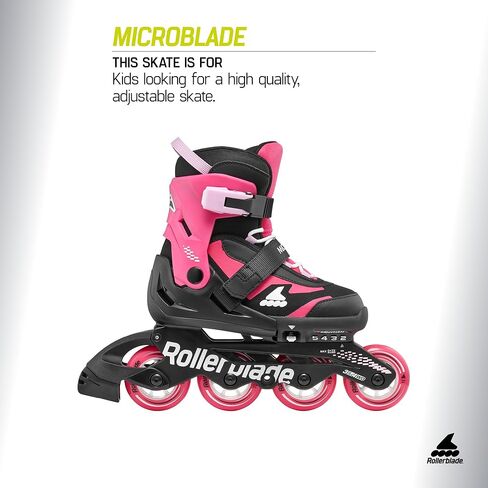 رولربلايد ميكروبلايد للأطفال قابل للتعديل للياقة البدنية، أسود/أبيض، مقاس 11J-1 in Kuwait