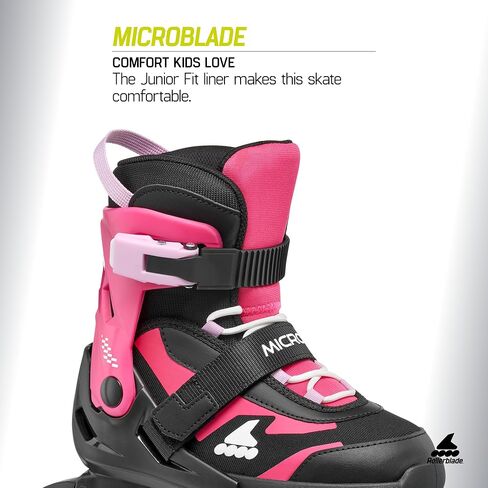 رولربلايد ميكروبلايد للأطفال قابل للتعديل للياقة البدنية، أسود/أبيض، مقاس 11J-1 in Kuwait