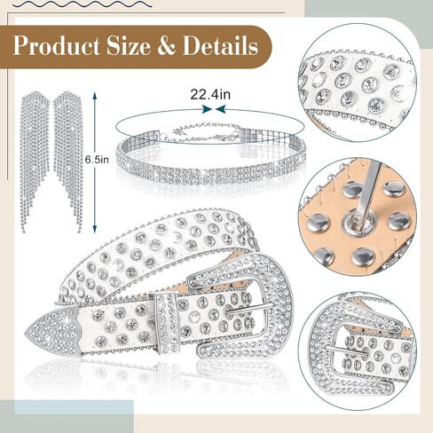 Hercicy 5 Pcs Glitter Cowgirl Hat Rhinestone Jewelry Set Western Sparkly Hat for Women Bride Bachelorette Party Costume in Saudi Arabia