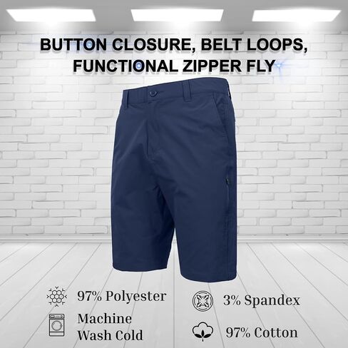 Men’s 6-Pocket All Motion Stretch Utility Shorts – Modern Fit, Zipper Cargo Pockets, Button Closure (30-42) in Kuwait