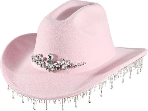 Womens Rhinestone Cowgirl Cowboy Hat Wide Brim Diamond-Glitter-Western-Cowboy Hat Bling Cowgirl Hat for Women in Saudi Arabia
