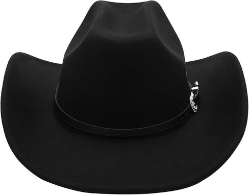 Cowboy Hat for Men Western Cowgirl Hat for Women Unisex Wide Brim Felt Fedora Hats Classic Cowboy Hats with Buckle Belt in Kuwait