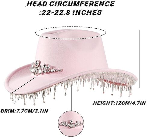 Womens Rhinestone Cowgirl Cowboy Hat Wide Brim Diamond-Glitter-Western-Cowboy Hat Bling Cowgirl Hat for Women in Saudi Arabia