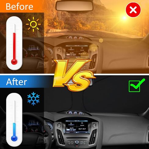 مظلة شمس للزجاج الأمامي من D-Lumina لـ 2012-2018 Fo-rd Focus ST RS، واقي شمس أمامي قابل للطي للأشعة فوق البنفسجية وملحقات داخلية للحماية من حرارة الشمس in Kuwait