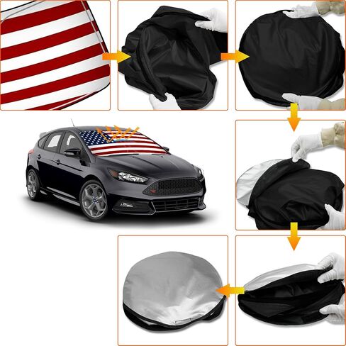 مظلة شمس للزجاج الأمامي من D-Lumina لـ 2012-2018 Fo-rd Focus ST RS، واقي شمس أمامي قابل للطي للأشعة فوق البنفسجية وملحقات داخلية للحماية من حرارة الشمس in Kuwait