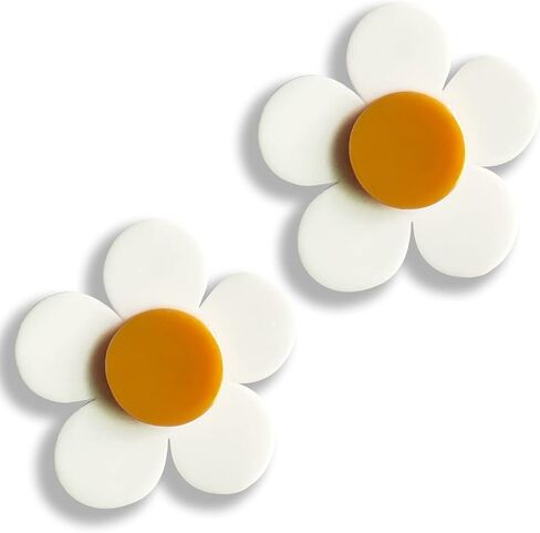 Daisy Earrings for Women Dangle Dangling, Black White Flower Drop Earring 60s 70s Jewelry Gifts for Women (Daisy-White) in Kuwait