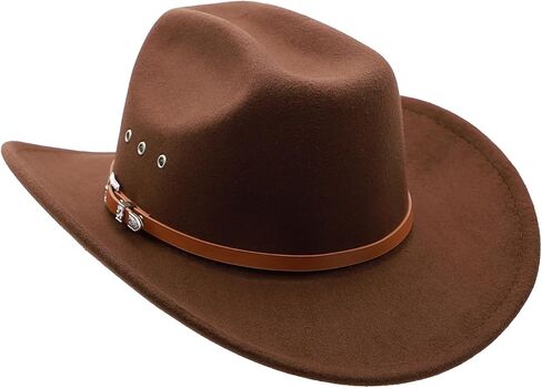 Cowboy Hat for Men Western Cowgirl Hat for Women Unisex Wide Brim Felt Fedora Hats Classic Cowboy Hats with Buckle Belt in Kuwait