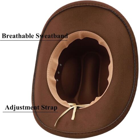 Cowboy Hat for Men Western Cowgirl Hat for Women Unisex Wide Brim Felt Fedora Hats Classic Cowboy Hats with Buckle Belt in Kuwait