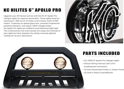 Armordillo ar Aluminium Led Bul Bar+2x KC Hilites 6 "Round Fog Lights Fits 2009-2018 Dodge RAM 1500/2019-2023 Classic 8732175 Black Bull Bull Guard Guard Light Bar | Apollo Pro Lights in Kuwait