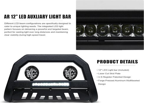 Armordillo ar Aluminium Led Bul Bar+2x KC Hilites 6 "Round Fog Lights Fits 2009-2018 Dodge RAM 1500/2019-2023 Classic 8732175 Black Bull Bull Guard Guard Light Bar | Apollo Pro Lights in Kuwait