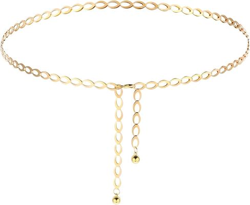 Gold Waist Chain, 50 inch Long Gold Chain Belt for Women, Adjustable Beach Body Jewelry, Elegant Bikini Belly Chain, Dainty Body Chain Jewelry for Women, Long Hollow Belt for Jean Pants Dress in Kuwait