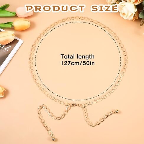 Gold Waist Chain, 50 inch Long Gold Chain Belt for Women, Adjustable Beach Body Jewelry, Elegant Bikini Belly Chain, Dainty Body Chain Jewelry for Women, Long Hollow Belt for Jean Pants Dress in Saudi Arabia