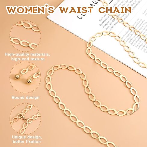 Gold Waist Chain, 50 inch Long Gold Chain Belt for Women, Adjustable Beach Body Jewelry, Elegant Bikini Belly Chain, Dainty Body Chain Jewelry for Women, Long Hollow Belt for Jean Pants Dress in Saudi Arabia