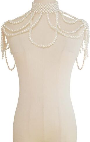 Women's pearl shoulder chain multi-layer sexy beach bikini party shoulder necklace Paris fashion ball chain jewelry accessories in Saudi Arabia