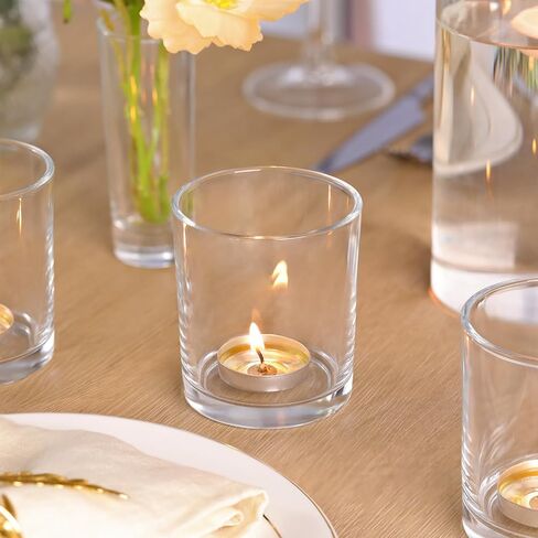 أكبر حاملي شموع نذري واضحة مجموعة من 6- شاي شمعة حامل الشمعة ، حاملي شمعة واضحة لحفل الزفاف والحفلات والديكور المنزلي ، مركزية على الطاولة in Kuwait