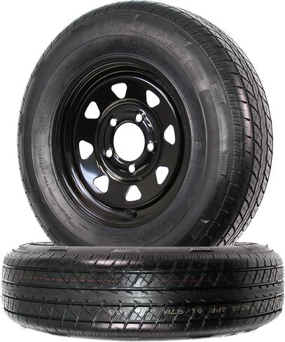 إطار مقطورة ecustomrim 2-pack على حافة شعري ST175/80R13 175/80 نطاق الحمل C 5-4.5 عجلة التحدث السوداء-6 سنوات ضمان مع الطريق المجاني in Saudi Arabia