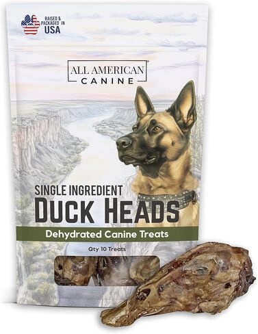 Duck Heads Natural Single Ingredient Chewy Digestible Low-Fat Dehydrated Dog Treats for Training, Rewarding, Teeth Cleaning - 10 Treats in Saudi Arabia
