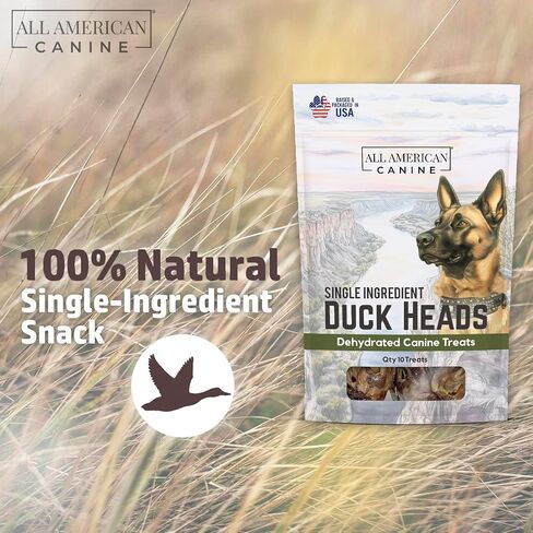 Duck Heads Natural Single Ingredient Chewy Digestible Low-Fat Dehydrated Dog Treats for Training, Rewarding, Teeth Cleaning - 10 Treats in Saudi Arabia