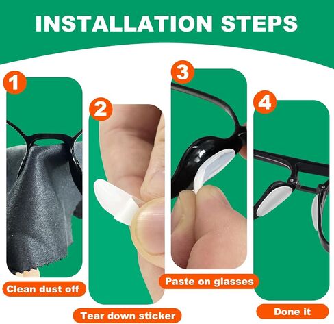 Eyeglass Nose Pads for Glasses - 1.3mm Ultra Thin Silicone Anti-Slip Stick-On Grips, Replacement Anti Slip Nosepads for Plastic Frames Eyeglass Glasses Sunglasses 12 Pairs in Saudi Arabia