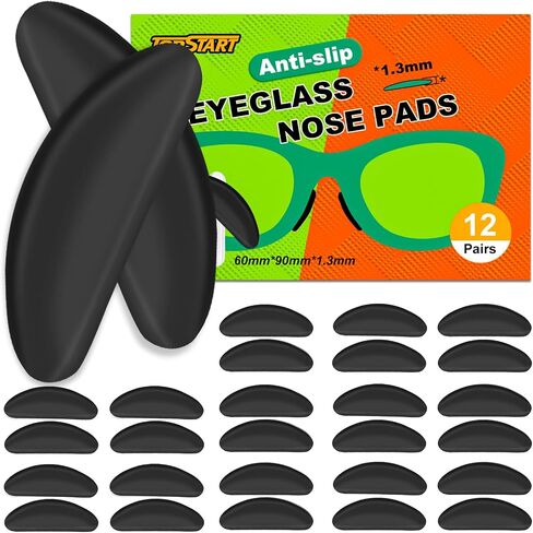 Eyeglass Nose Pads for Glasses - 1.3mm Ultra Thin Silicone Anti-Slip Stick-On Grips, Replacement Anti Slip Nosepads for Plastic Frames Eyeglass Glasses Sunglasses 12 Pairs in Saudi Arabia